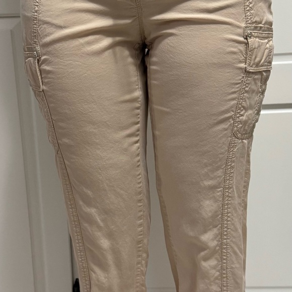 White House Black Market Beige Dressy Cargo Ankle Pants with Crystal Accents - Picture 1 of 5